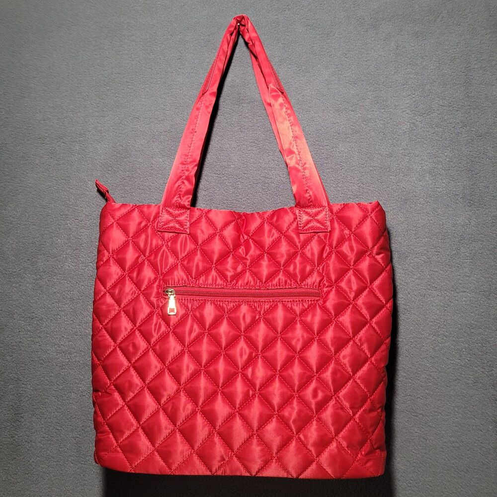 Ah-Dorned Red‎ Puffer Quilted Travel Bag/Tote NWOT